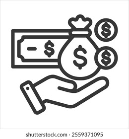 Remuneration Outline Icon Vector Illustration