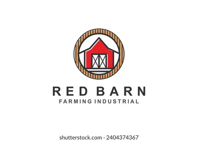 Ren barn house logo design, warehouse illustration.