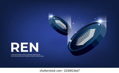 REN coin cryptocurrency concept banner.