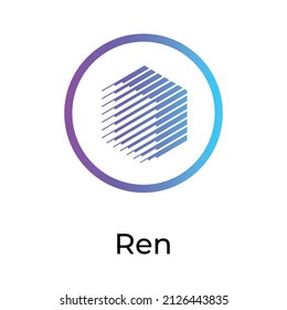 Ren Cryptocurrency token icon. REN token symbol. Cryptocurrency vector icon. Flat Vector illustration - Vector