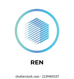 Ren Cryptocurrency token icon. REN token symbol. Cryptocurrency vector icon. Flat Vector illustration - Vector