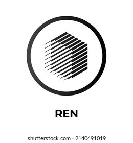 Ren Cryptocurrency token icon. REN token symbol. Cryptocurrency vector icon. Flat Vector illustration - Vector