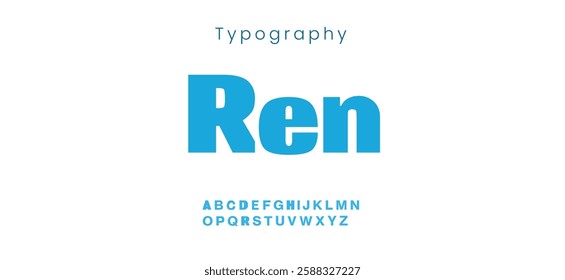 Ren modern alphabet,  digital font for dynamic tech logo, powerful headline, advanced typography. Vector typeset