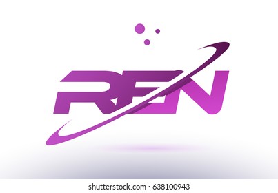 ren r e n  alphabet letter logo combination purple pink creative text dots company vector icon design template