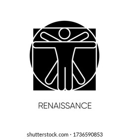 Renaissance art style black glyph icon. European cultural movement and history period. Humanism artwork. Christian iconography. Silhouette symbol on white space. Vector isolated illustration
