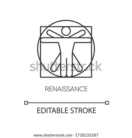 Renaissance art style pixel perfect linear icon. European cultural movement and history period. Thin line customizable illustration. Contour symbol. Vector isolated outline drawing. Editable stroke