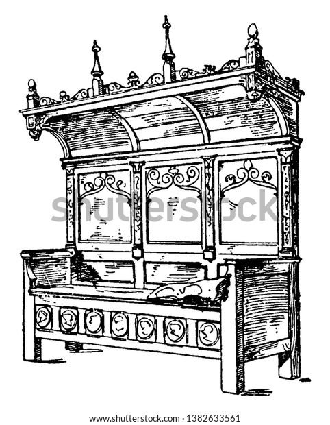 Renaissance Bench Made Wood Has High Stock Vector Royalty Free