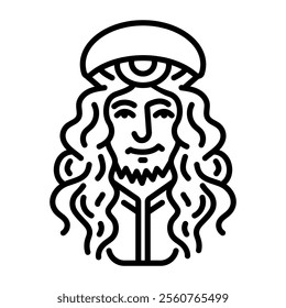 Renaissance character icon in linear style 