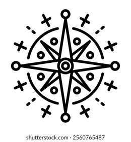 Renaissance compass icon in linear style 