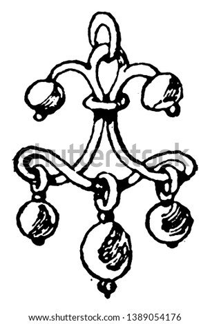 Renaissance Earring is inspired from a portrait in castle at Gotha in Germany, vintage line drawing or engraving illustration.