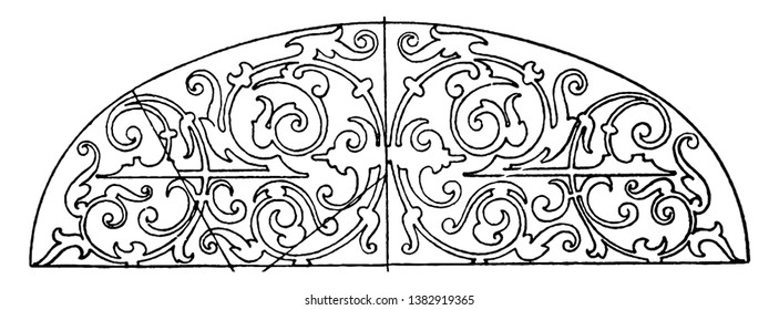 Renaissance Elliptic Panel was typically found as a design on the covers of books, vintage line drawing or engraving illustration.