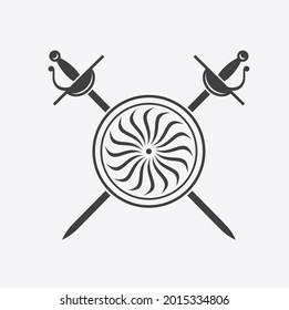 colección de espadas y escudos de la era renacentista, arte vectorial.
