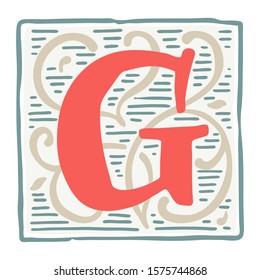 Renaissance G letter logo in classic vintage colors. Roman typeface, vector premium design template elements for identity, package, book, diploma, etc.