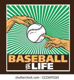 Renaissance Hands Style Illustration with Base Ball