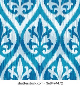 Renaissance ikat damask pattern seamless vector background tile
