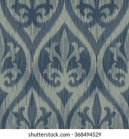 Renaissance ikat, damask pattern seamless vector background tile
