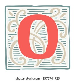 Renaissance O letter logo in classic vintage colors. Roman typeface, vector premium design template elements for identity, package, book, diploma, etc.