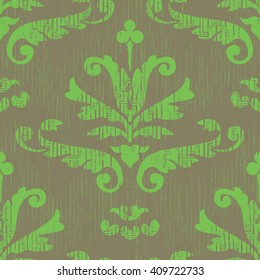 Renaissance ornament botanical damask pattern seamless vector background tile