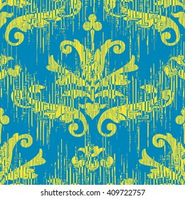 Renaissance ornament botanical damask pattern seamless vector background tile
