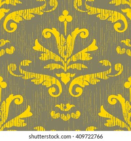 Renaissance ornament botanical damask pattern seamless vector background tile