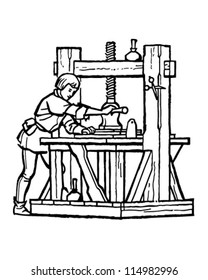 Renaissance Printer - Retro Clipart Illustration