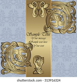 Renaissance Royal classic ornament invitation in bronze. Vector