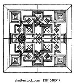 Renaissance Square Panel is a Venetian 15th century design, vintage line drawing or engraving illustration.