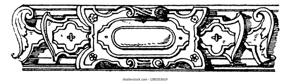 Renaissance Strap-Work Frame was made during the 16th century in Germany, vintage line drawing or engraving illustration.