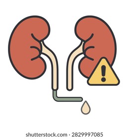 Renal Failure Kidney Disease Icon.
Modern renal failure icon representing severe kidney dysfunction, kidney failure and nephrology care. Suitable for healthcare, medical education and renal disease infographics.