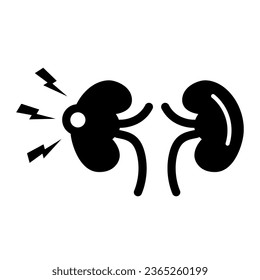 Renal pain solid icon, Body pain concept, Kidney pain sign on white background, renal colic icon in glyph style for mobile concept and web design. Vector graphics