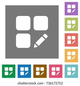 Rename component flat icons on simple color square backgrounds