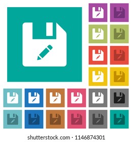 Rename file multi colored flat icons on plain square backgrounds. Included white and darker icon variations for hover or active effects.