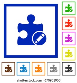 Rename plugin flat color icons in square frames on white background