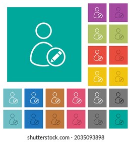 Rename user outline multi colored flat icons on plain square backgrounds. Included white and darker icon variations for hover or active effects.