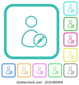 Rename user outline vivid colored flat icons in curved borders on white background