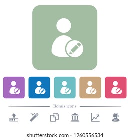 Rename user white flat icons on color rounded square backgrounds. 6 bonus icons included