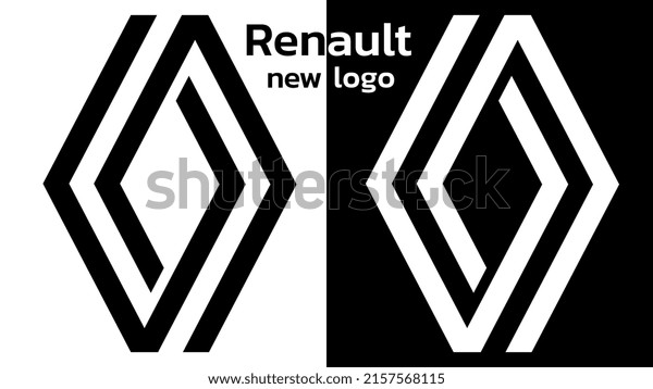 Renault\
new logo of European car giant isolated on white and black. Updated\
sign of automobile concern. Vector\
illustration.