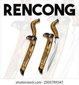 Rencong is a typical Acehnese knife. Rencong is a symbol of identity, courage and toughness of the Acehnese, indonesian.