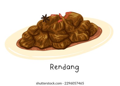 rendang, authentic indonesian food made from beef with spices