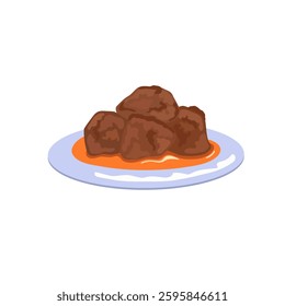 Rendang Indonesian food vector illustration