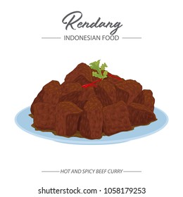 Rendang is which originated from Padang Sumatera Indonesia. The curry spicy and spicy meat. Indonesian Food.