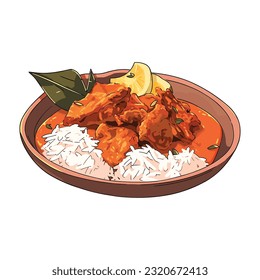 Rendang is which originated from Padang Sumatera Indonesia vector art