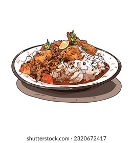 Rendang is which originated from Padang Sumatera Indonesia vector art