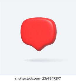 Render 3D-Illustration von roter Sprachblase. Mate Sprachblase von hoher Qualität Vektorgrafik. Symbol oder Emblem für Sprudeltext, Chat-Feld, Nachrichtenkasten Umriss-Karikatur. Vektorgrafik