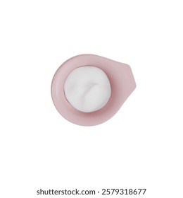 Render beige bowl with white liquid inside. top view. Vector 3d illustration on isolated white background