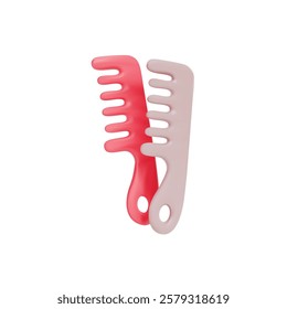 Render flat hair combs. vector 3d illustration on isolated white background