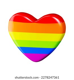 Render of a heart with a rainbow, lgbt. Vector illustration 3d