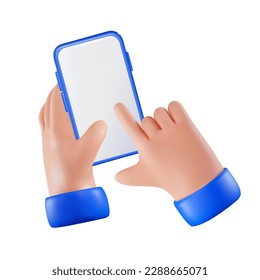 Render of a human hand with a mobile phone. vector illustration in 3d style. template for social media, banners and print