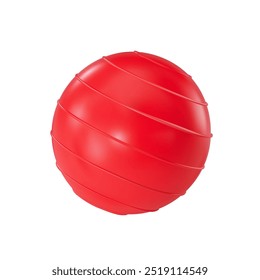Icono de renderizado rojo fitball, bolas de gimnasio. Ilustración vectorial en estilo 3D sobre fondo blanco aislado