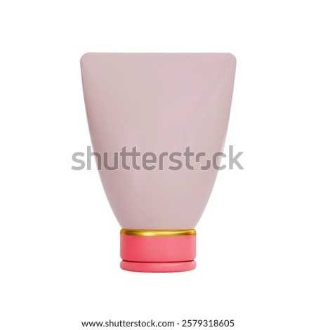 Render Packaging for cream or scrub in beige color with pink lid. Vector illustration in 3d style on isolated white background